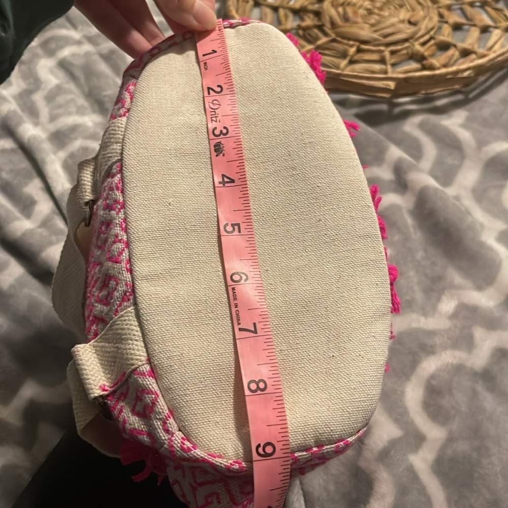 NEW Pink embroidered mini backpack bag with yarn fringe accent NWT - Picture 8 of 10